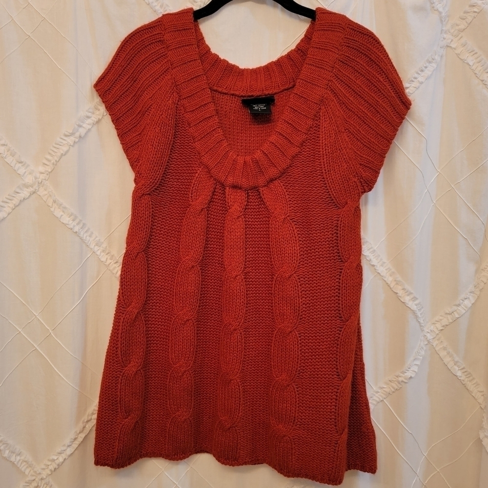 It's Our Time Chunky Cable Knit Short Sleeve Sweater Size L